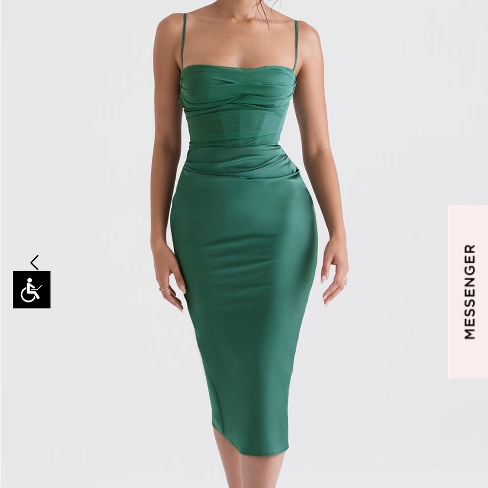 House Of CB Womens Teia Satin Georgette Midi Dress